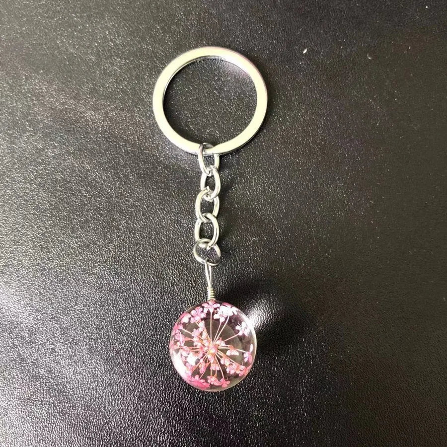 Pastoral Floral Glass Unisex Keychain