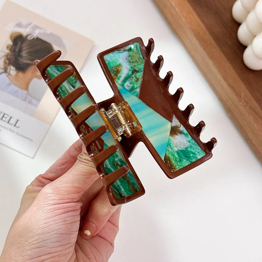 Large Square Hair Clip Women's Stylish Acetate Hair Accessories Shark Tail Clip Versatile Hair Decorations For Various Hairstyles