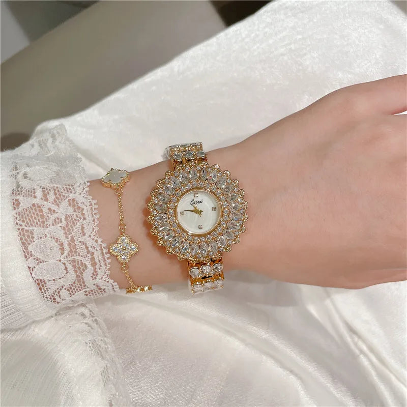 Shiny Solid Color Jewelry Buckle Quartz Watch