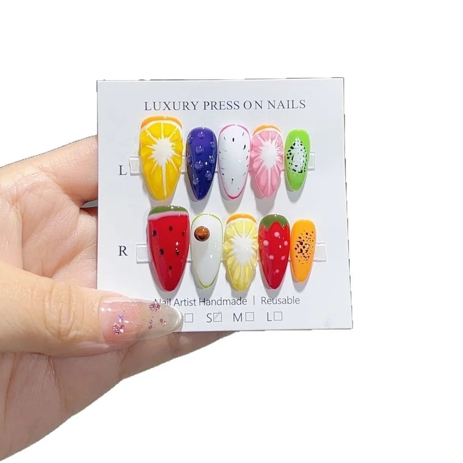 Handmade Detachable Shell Sculpture Cat Eye Almond Nails Ice Transparent Floral Design Wearable False Nails For Women