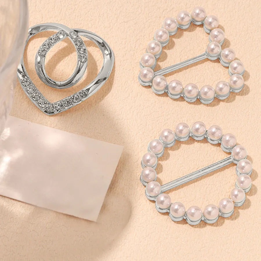 Women's Elegant Simple Style Heart Shape Alloy Resin Hollow Out Scarf Ring