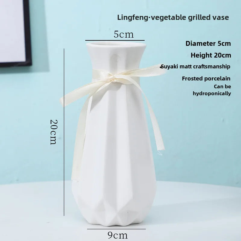 Simple Modern Star Ceramic Vase Ornaments Living Room White Porcelain Fresh Dried Flower Creative Ceramic Flower Set