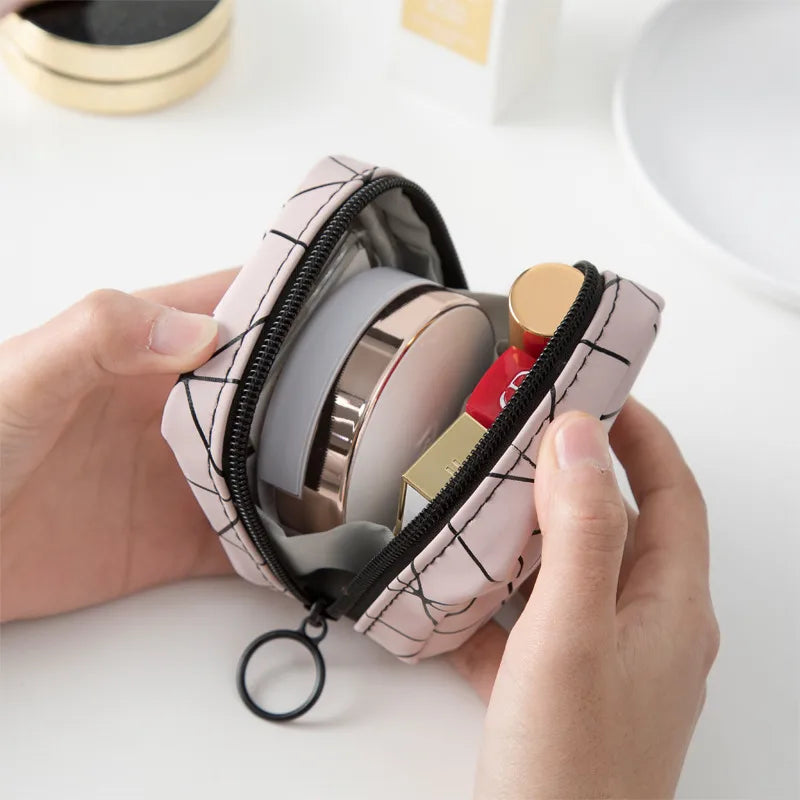 streetwear plaid pu leather square makeup bags