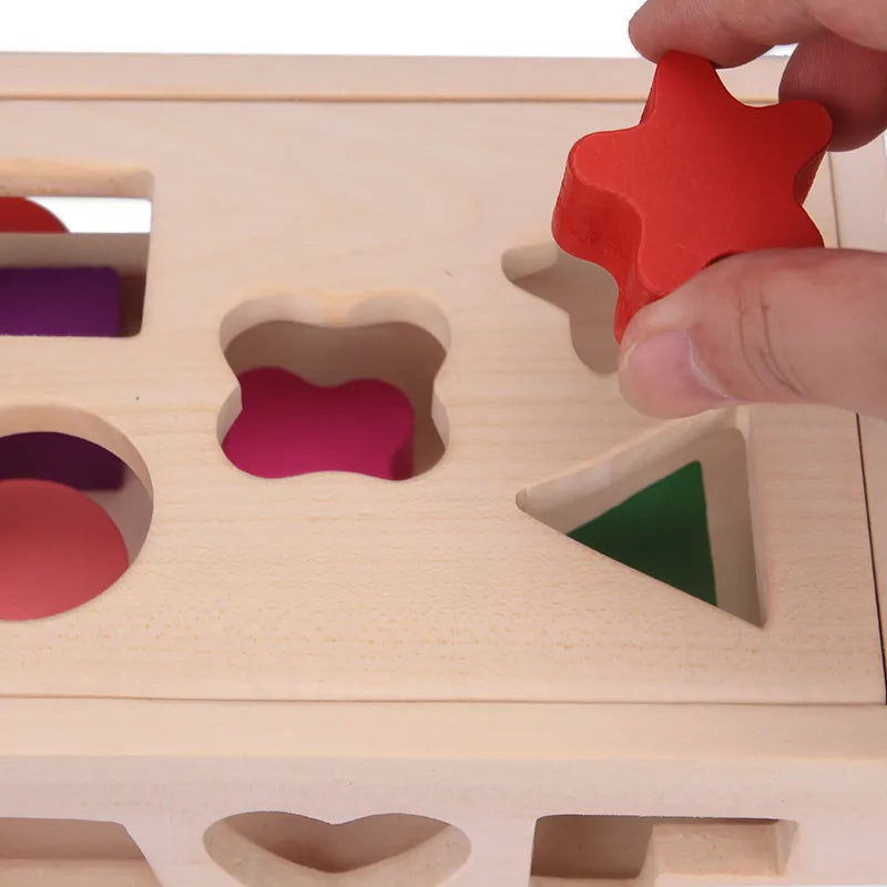 Wooden Shape Matching Educational Toy Box Early Learning Intelligence Drag Box For Children Toddler Educational Toys
