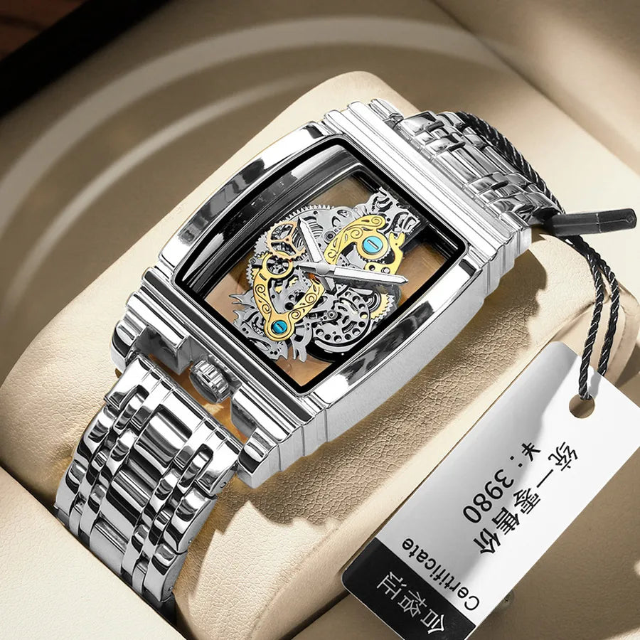 business geometric mesh belt quartz men's watches