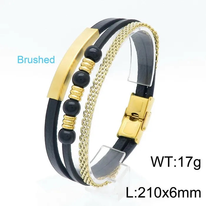 Vintage Style Punk Geometric Titanium Steel Plating 18K Gold Plated Men's Bangle