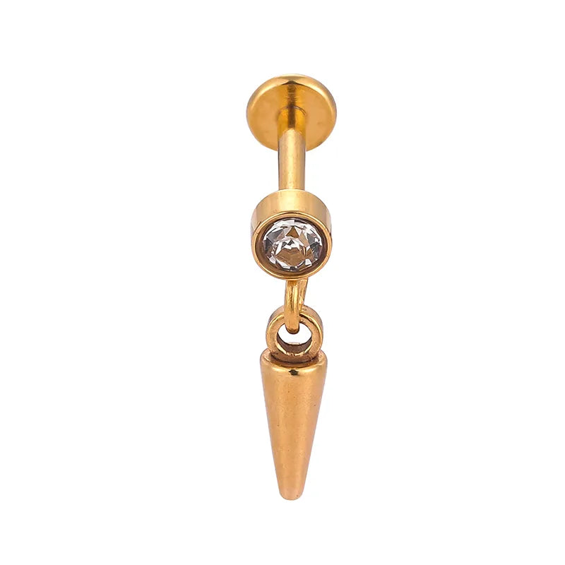 1 Piece Lip Rings Casual Simple Style Geometric Bee 316L Stainless Steel  Polishing Plating Zircon 18K Gold Plated Lip Rings Ear Cartilage Rings & Studs Nose Rings & Studs