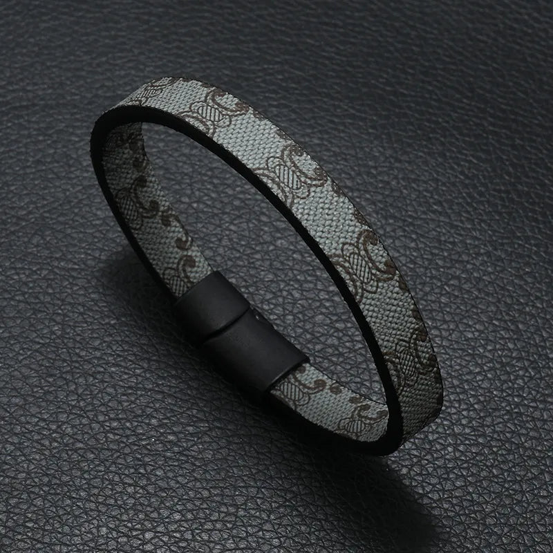 Simple Fashion European and American Style Bracelet Foreign Trade Printed Pattern Stripe Magnetic Buckle Bracelet Yiwu Factory Direct Sales