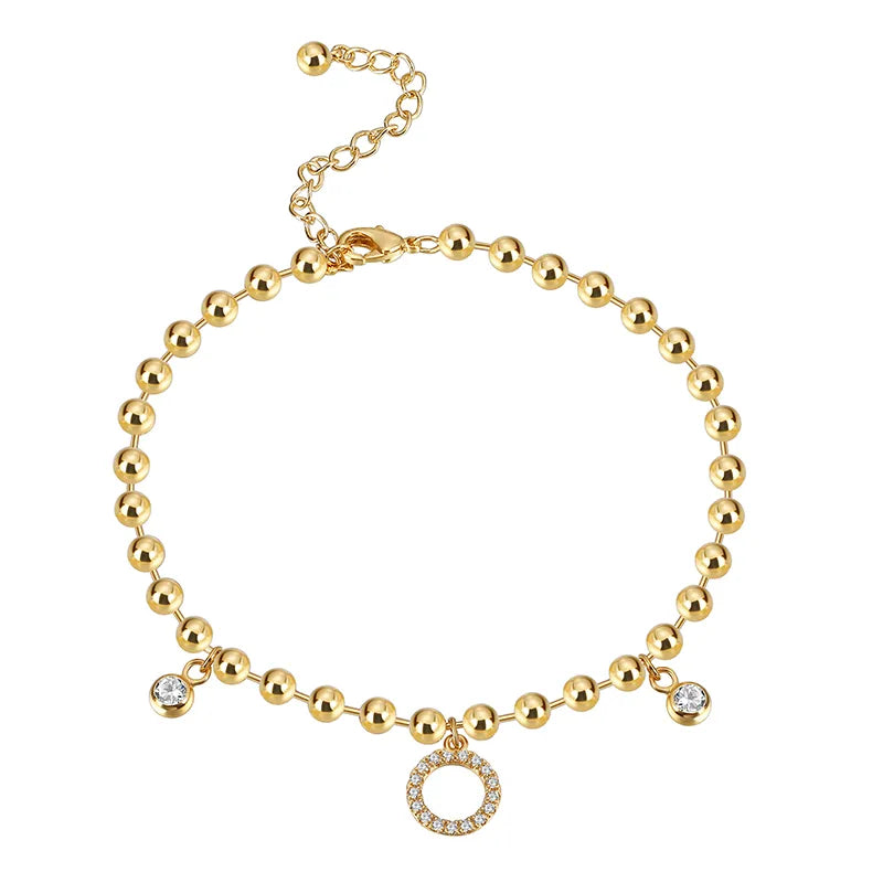 Wholesale Jewelry Modern Style Solid Color Copper Zircon Inlay Anklet