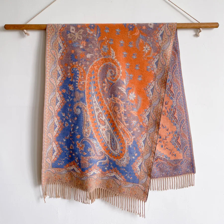 Unisex Ethnic Style Printing Imitation cashmere Tassel Scarf
