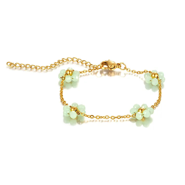 Elegant Simple Style Flower 304 Stainless Steel cable chain Bracelets In Bulk