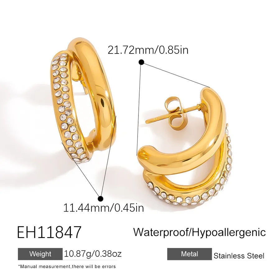1 Piece Luxurious Sexy Circle 304 Stainless Steel 18K Gold Plated Earrings
