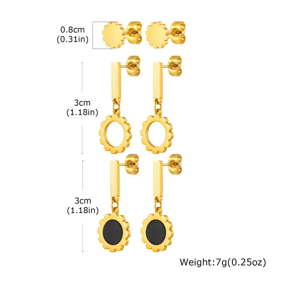 IG Style Casual Simple Style Flower Plating 201 Stainless Steel Zircon Butterfly Backs Drop Earrings