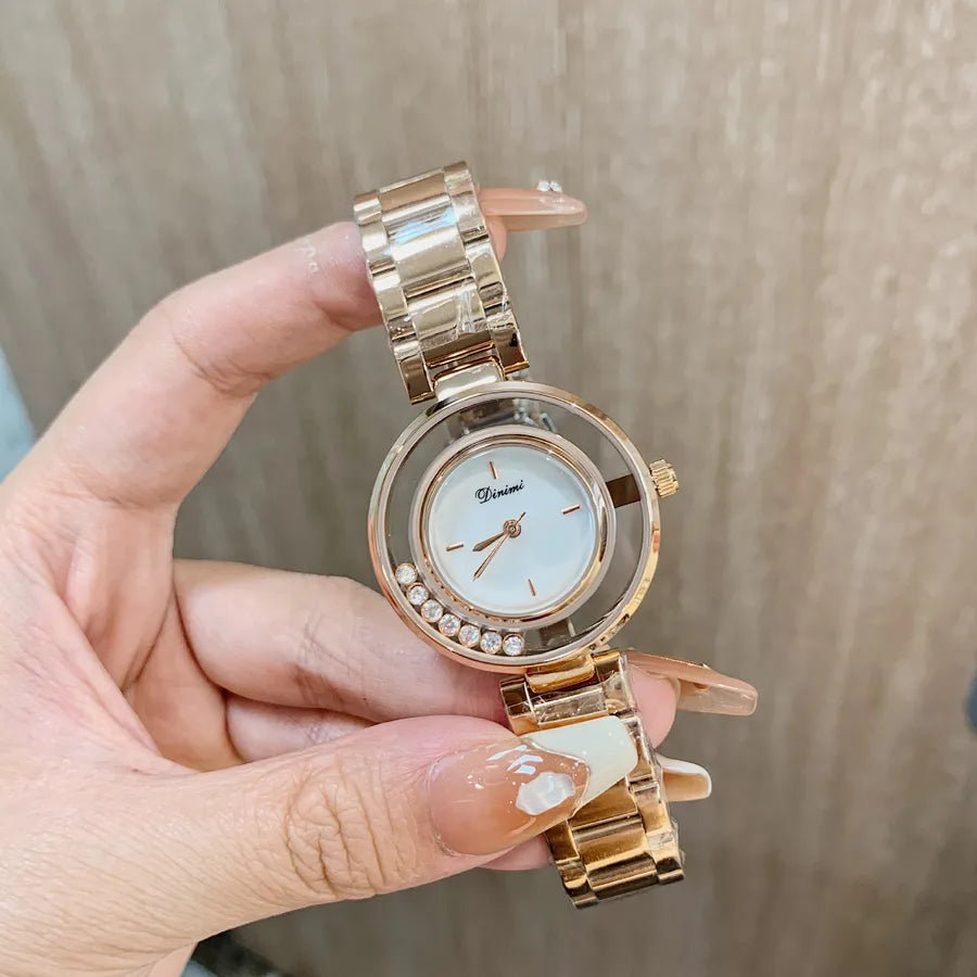 Simple Style Solid Color Butterfly Double Snap Quartz Watch Women's Watches