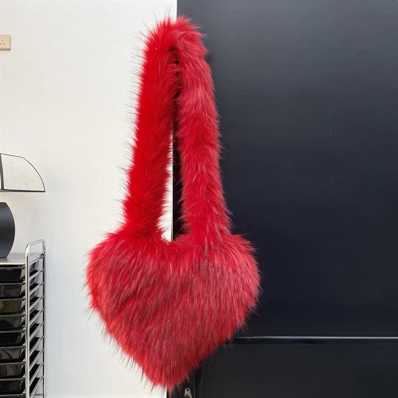 women's large winter plush polyester streetwear shoulder bag