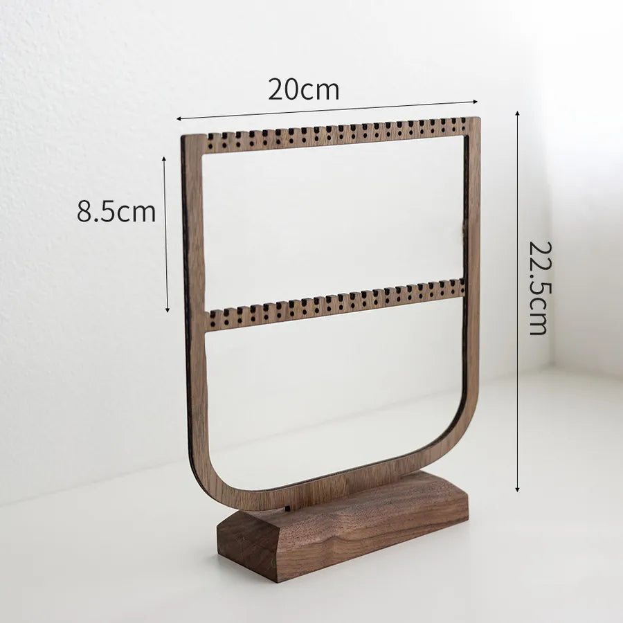 Large Capacity Jewelry Display Stand Walnut Color Earring Necklace Holder Stall Jewelry Showcase Elegant Cherry Wood Grain