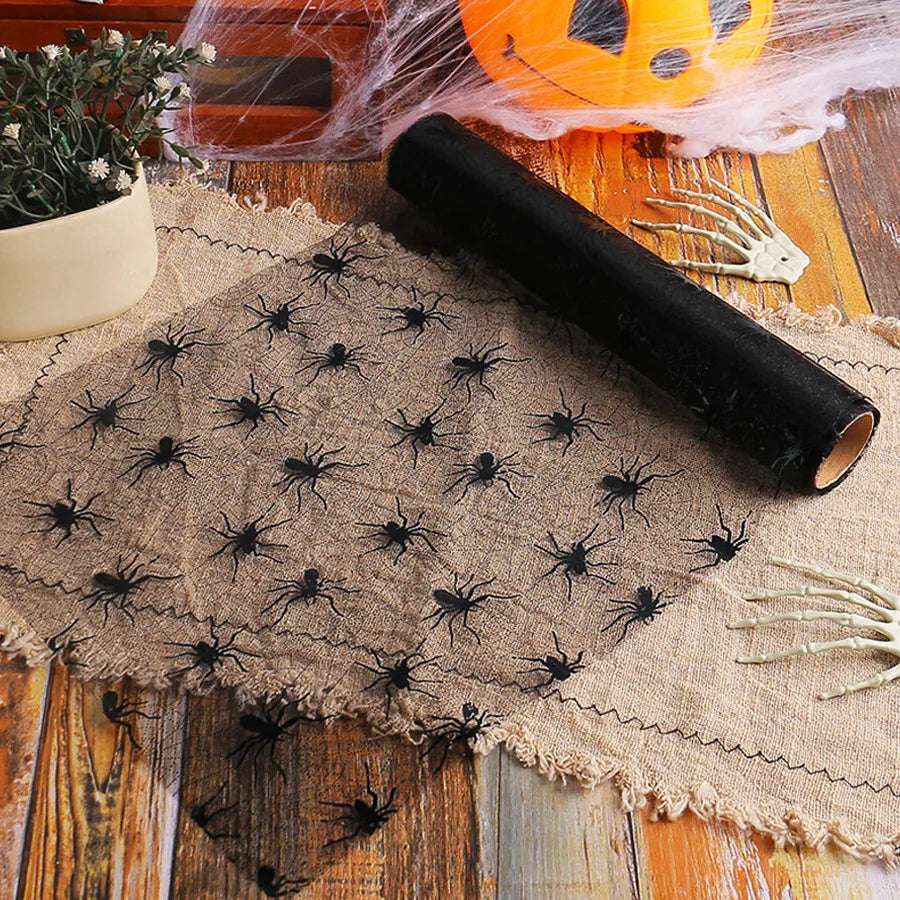 Halloween Bat Spider Web Decorative Net Tablecloth Table Flag Party Decoration Polyester Fiber Nordic Style Other Print