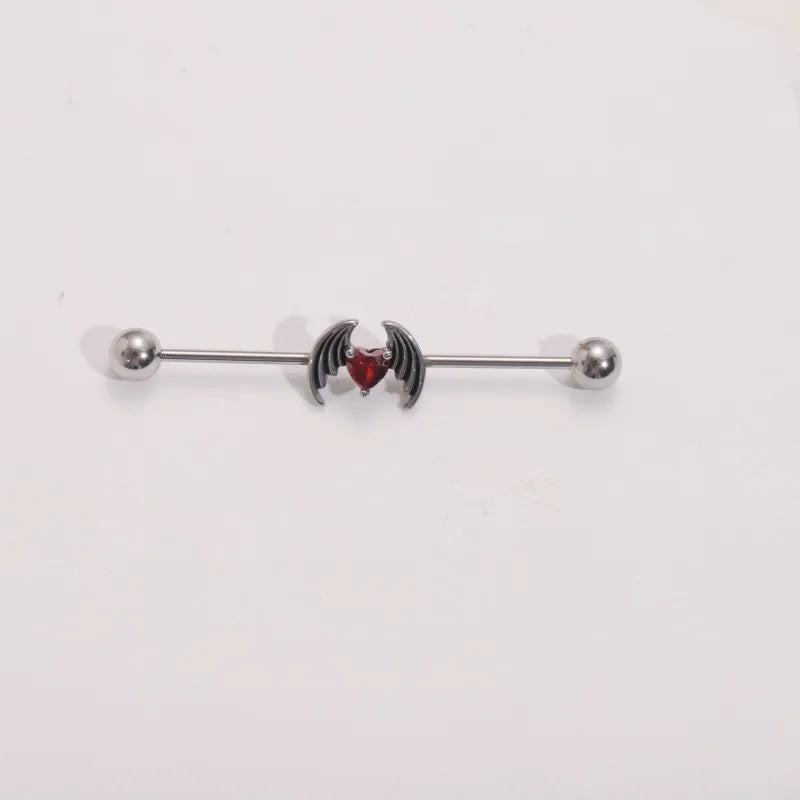 1 Piece Ear Cartilage Rings & Studs Casual Hip-Hop Punk Cross Wings Snake 316L Stainless Steel  Polishing Inlay Zircon Ear Cartilage Rings & Studs