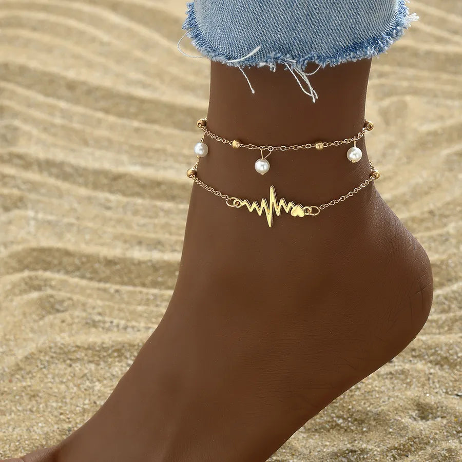 Bohemian Beach Style Distinctive Foot Decoration Simple Metal Turquoise Rice Beads Rhinestone Soft Pottery Multi-Style Foot Chain