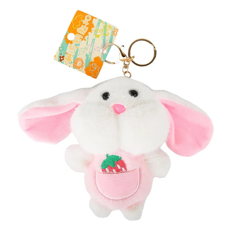 Creative Cartoon Plush Fruit Rabbit Keychain Cute Delicate Bag Pendant Couple Gift Small Soft Toys Earphone Strap