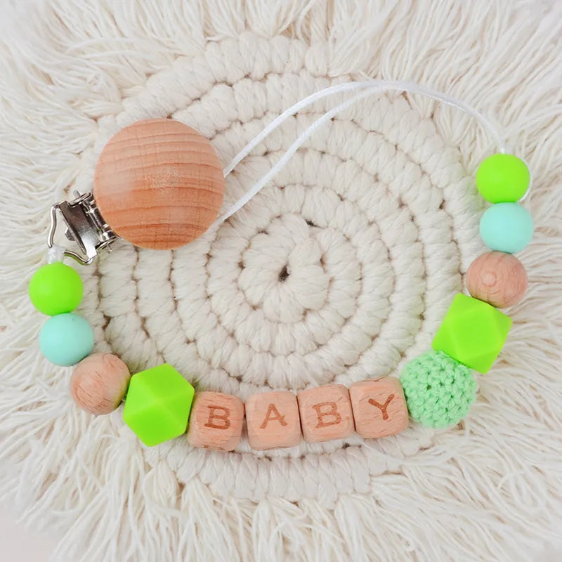 simple style letter beech silicone baby accessories