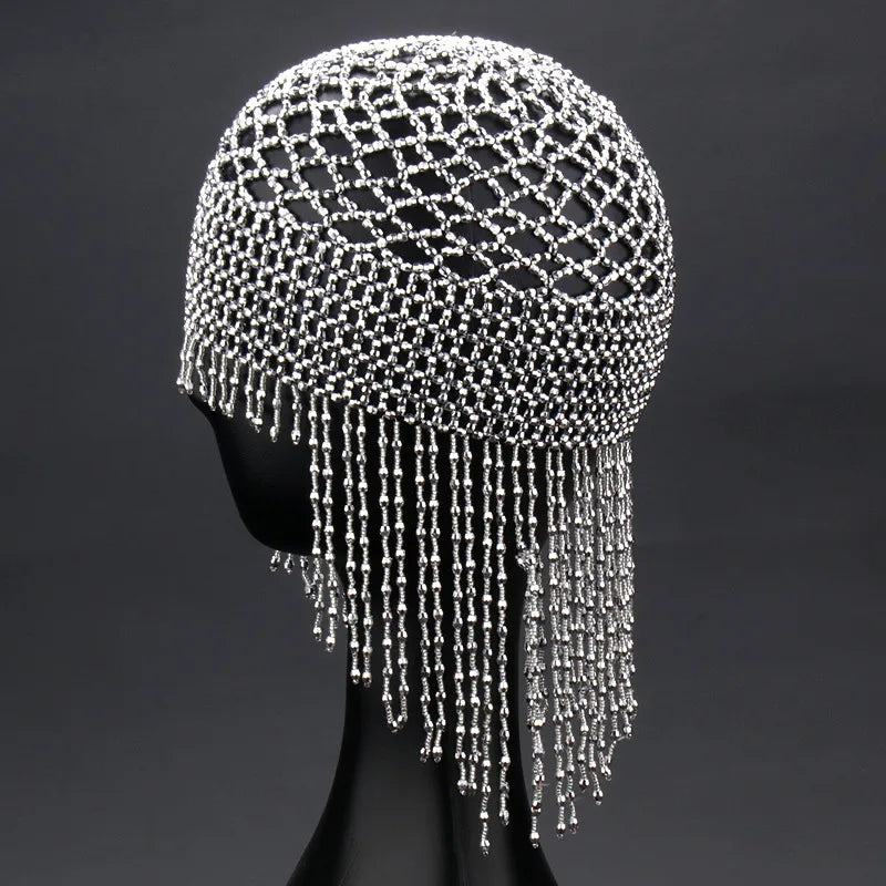 Shiny Women's Solid Color Polyester Tassel Headwear
