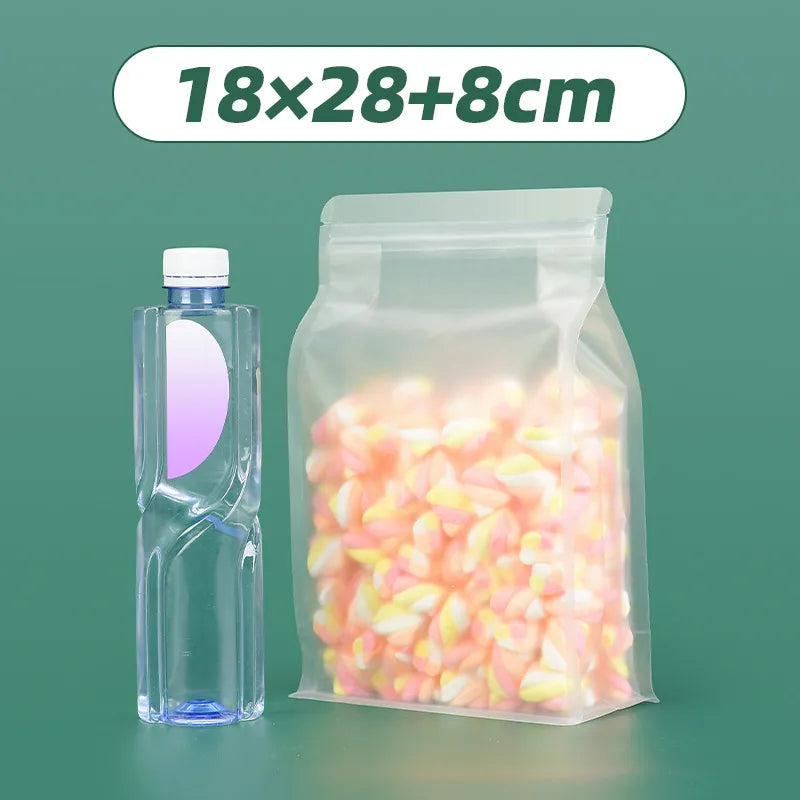 Thickened frosted transparent self-supporting packaging bag candy scented tea rice self-sealing bag cat food bait eight-sided sealing bag wholesale