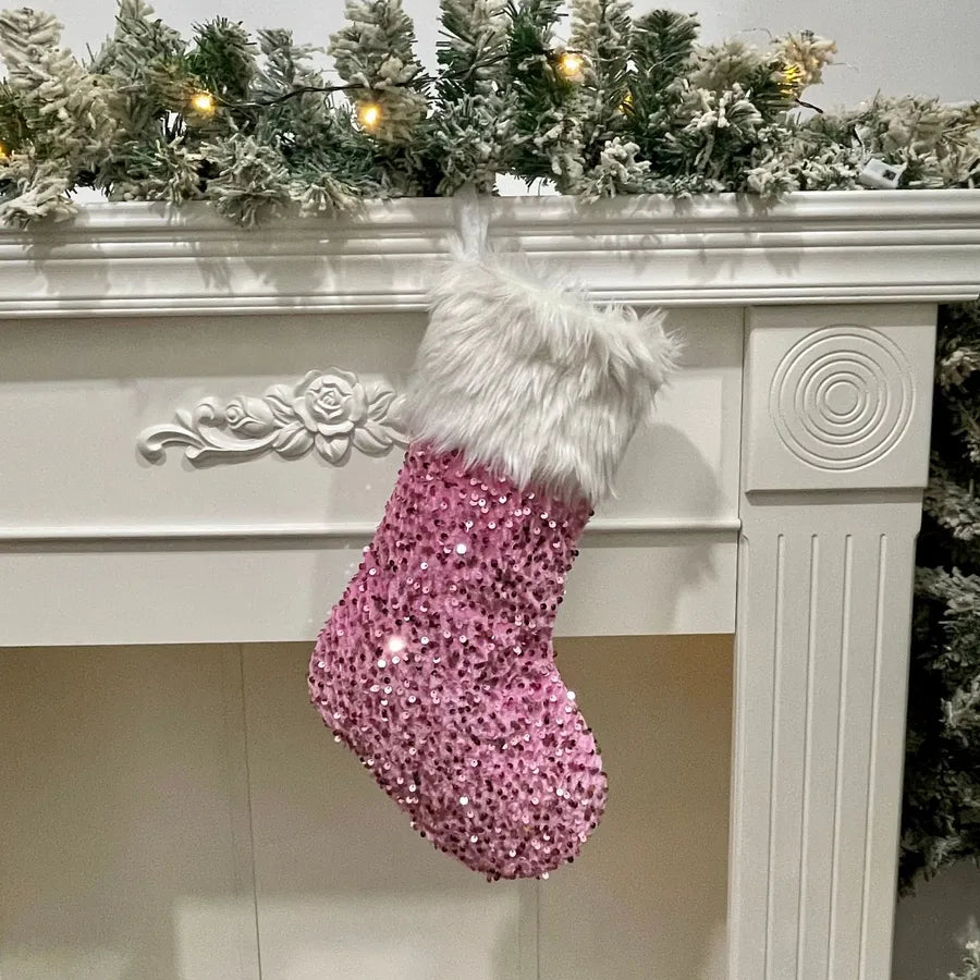 Christmas Cute Sequins Solid Color Party Gift Bags