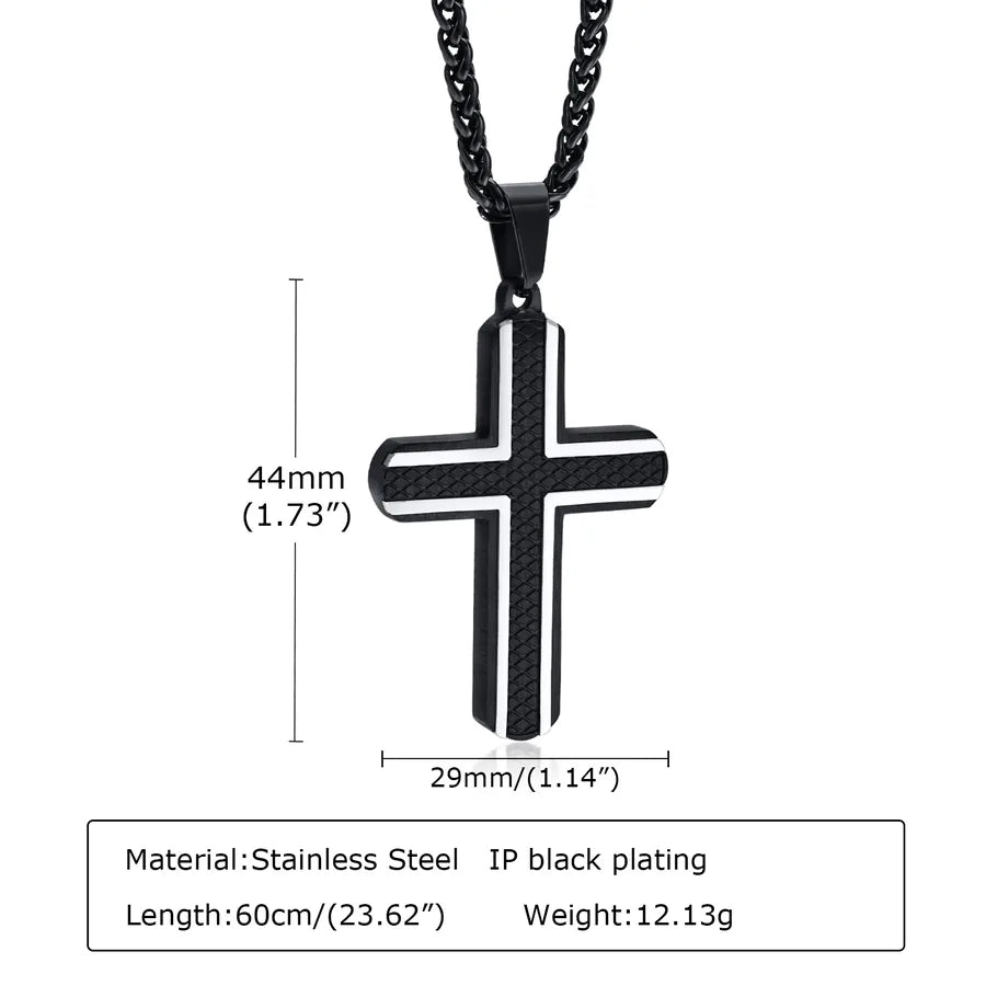 Wholesale Jewelry Religion Cross 304 Stainless Steel Zircon Pendant Necklace