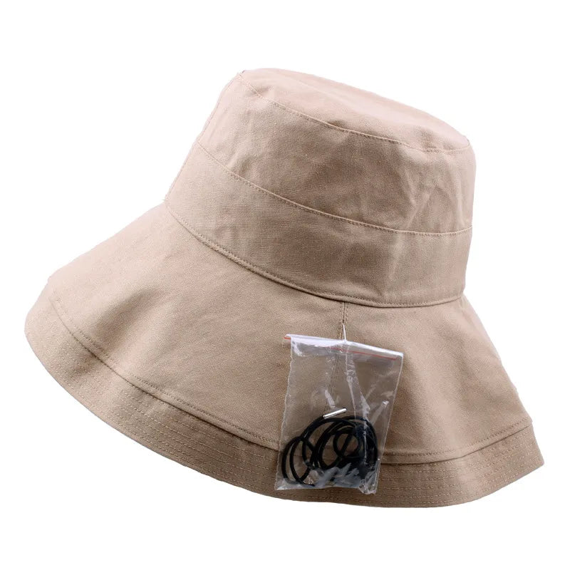 Women's Basic Solid Color Big Eaves Bucket Hat