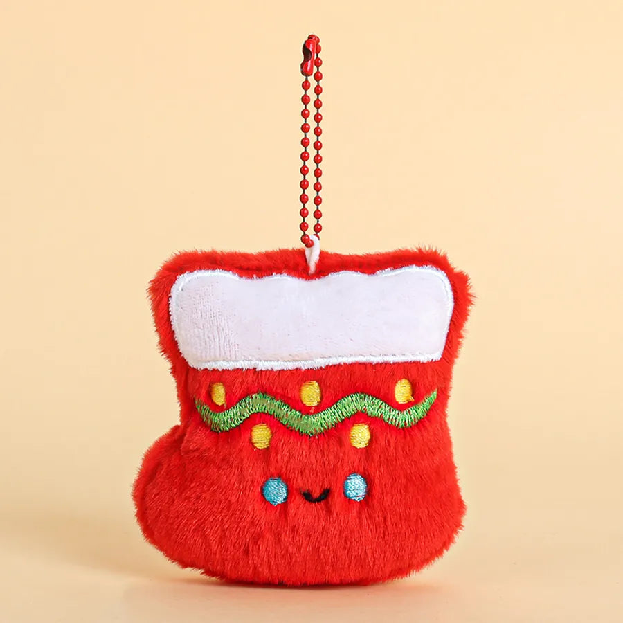 Adorable Plush Christmas Series Keychain Pendant Small Gift Street Stall Popular Miniature Hanging Ornament Soft Fabric Material