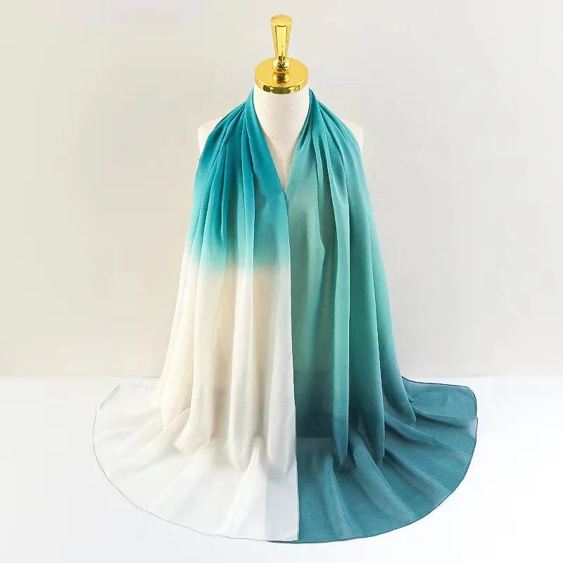 women's casual solid color chiffon printing scarf kerchief