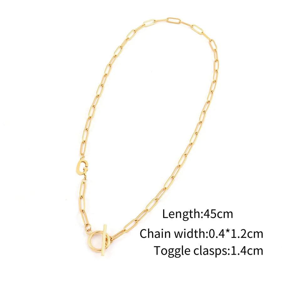 Wholesale Jewelry Elegant Simple Style Classic Style Letter 201 Stainless Steel 304 Stainless Steel Paperclip Chain Pendant Necklace