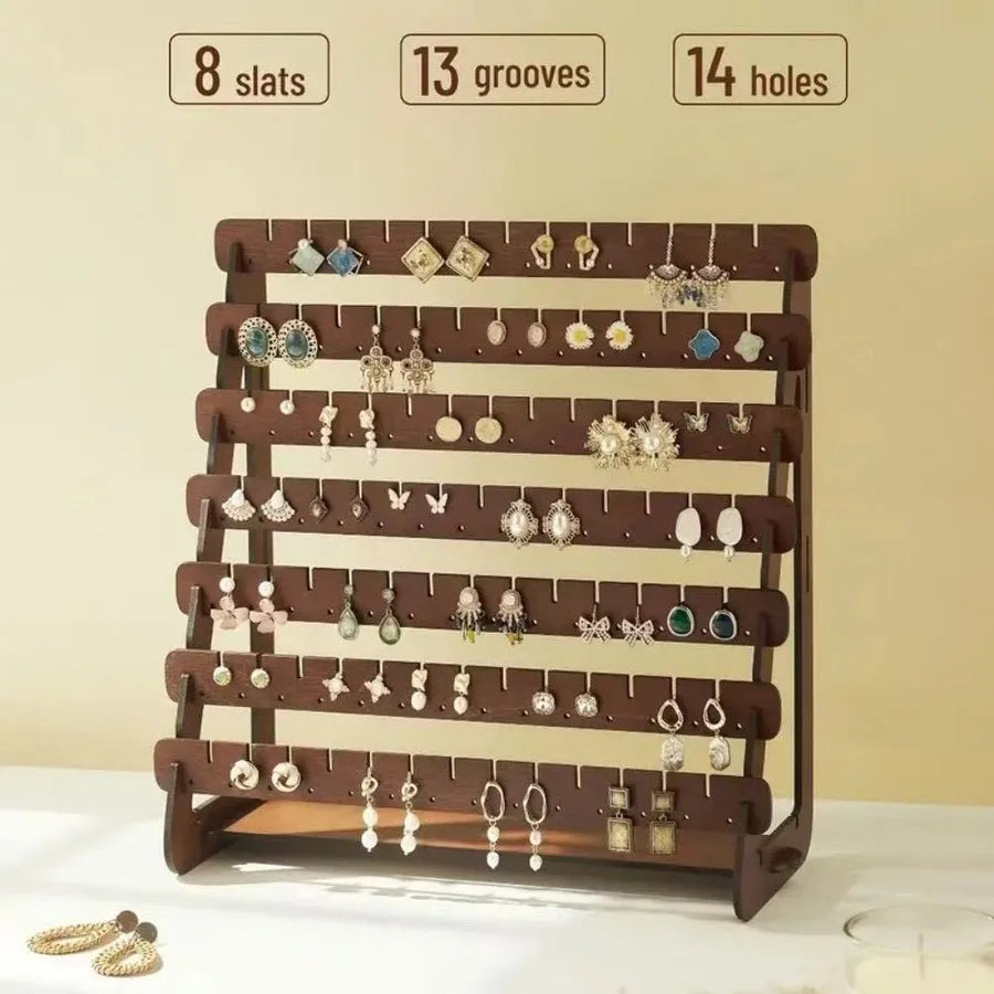 Wooden Jewelry Earring Bracelet Display Stand Storage Rack Simple Style Jewelry Accessories Organizer Exhibiting Holder