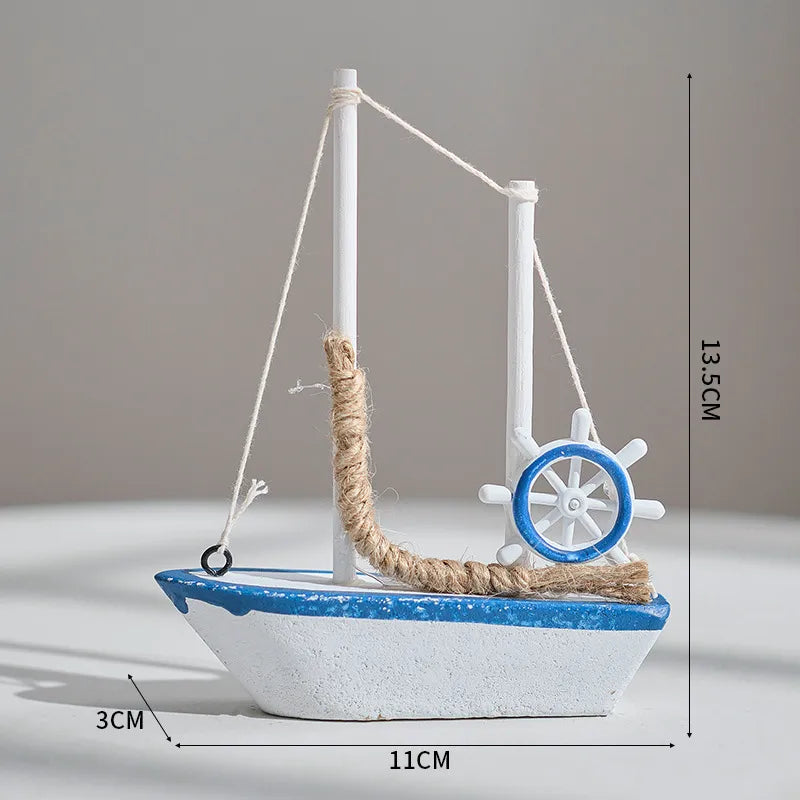 Mediterranean style 14cm boat sailboat model handmade creative home decoration ornaments