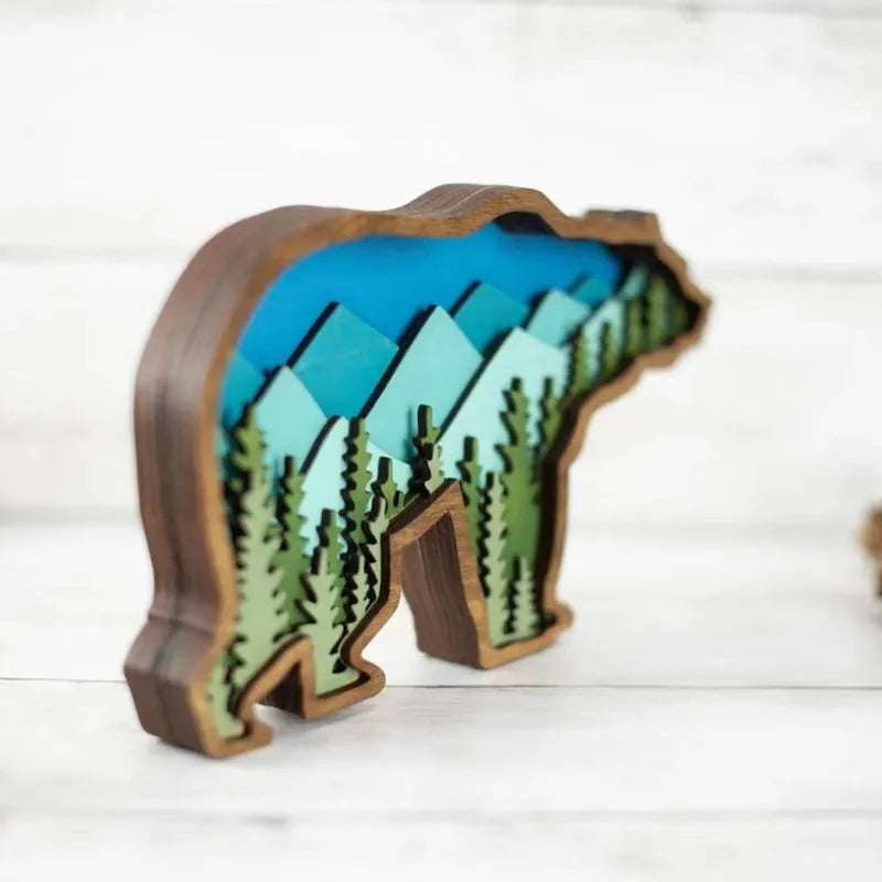 Retro Classic Style Animal Wood Boxwood Storage Rack Artificial Decorations