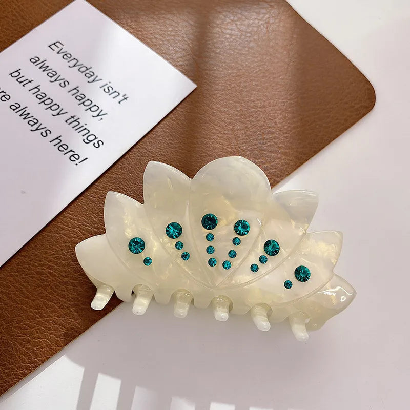 Dove Acetate Board Diamond Embedded Hair Clip New Style Top Bun Shark Clamp Women's Luxury Feeling Hair Accessories