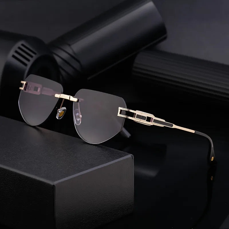 Retro Classic Style Geometric Pc Square Frameless Men's Sunglasses