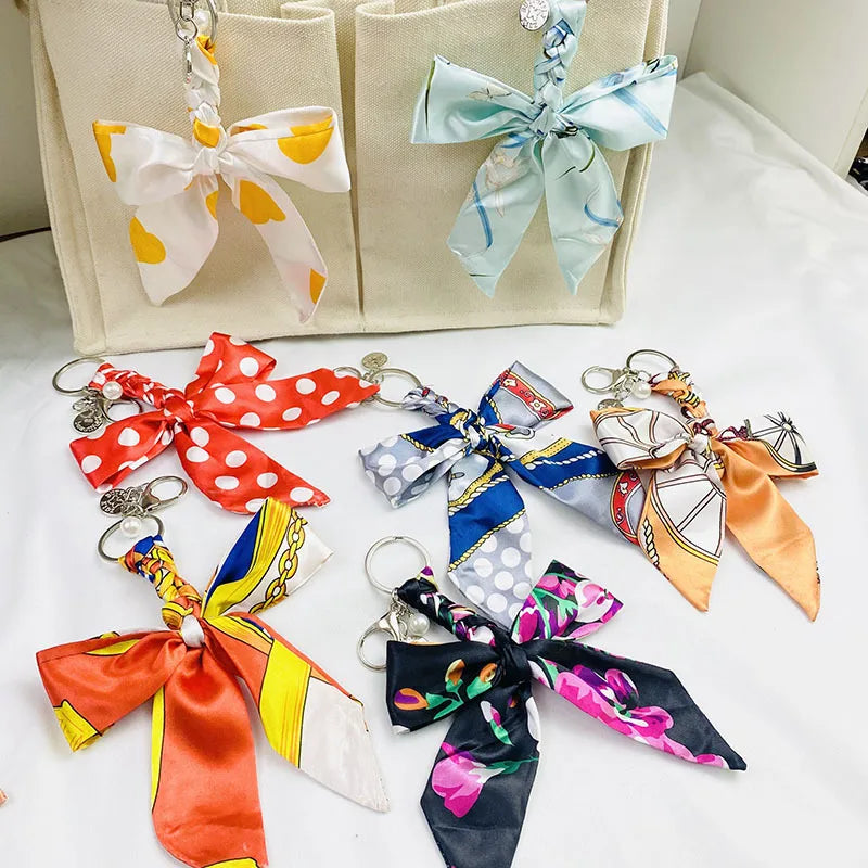 Sweet Simple Style Bow Knot Cloth Metal Unisex Bag Pendant Keychain
