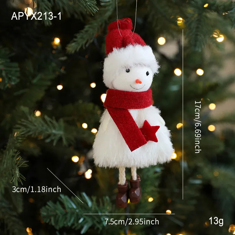 Bestselling Plush Christmas Decoration Red Snowman Christmas Tree Ornament Desktop Display Modern Artistic Festive Decor