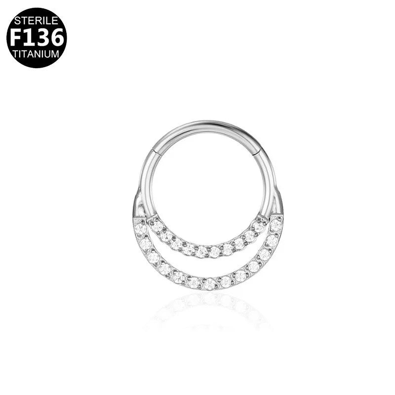 1 Piece Nose Rings & Studs Casual Solid Color Classic Style Geometric Pure Titanium Plating Inlay Zircon White Gold Plated Gold Plated Nose Rings & Studs