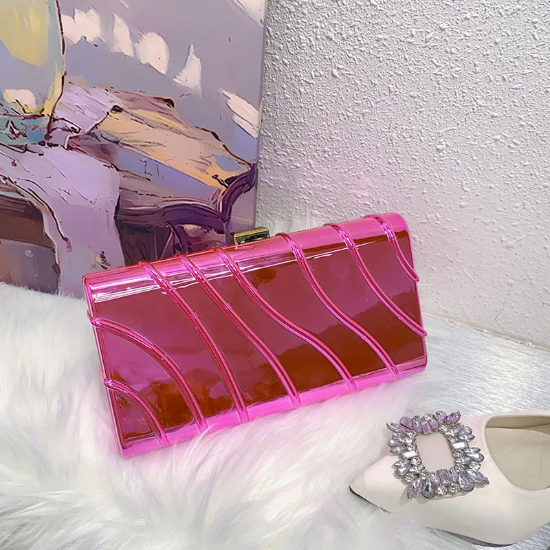Arylic Color Block Square Evening Bags