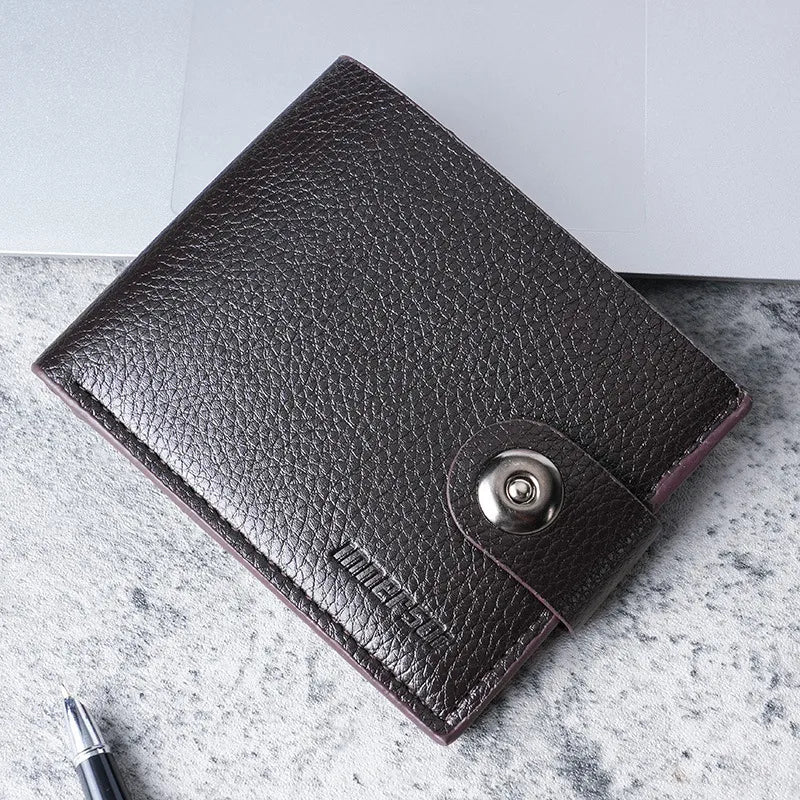 Men's Solid Color PVC Magnetic Buckle Small Wallets