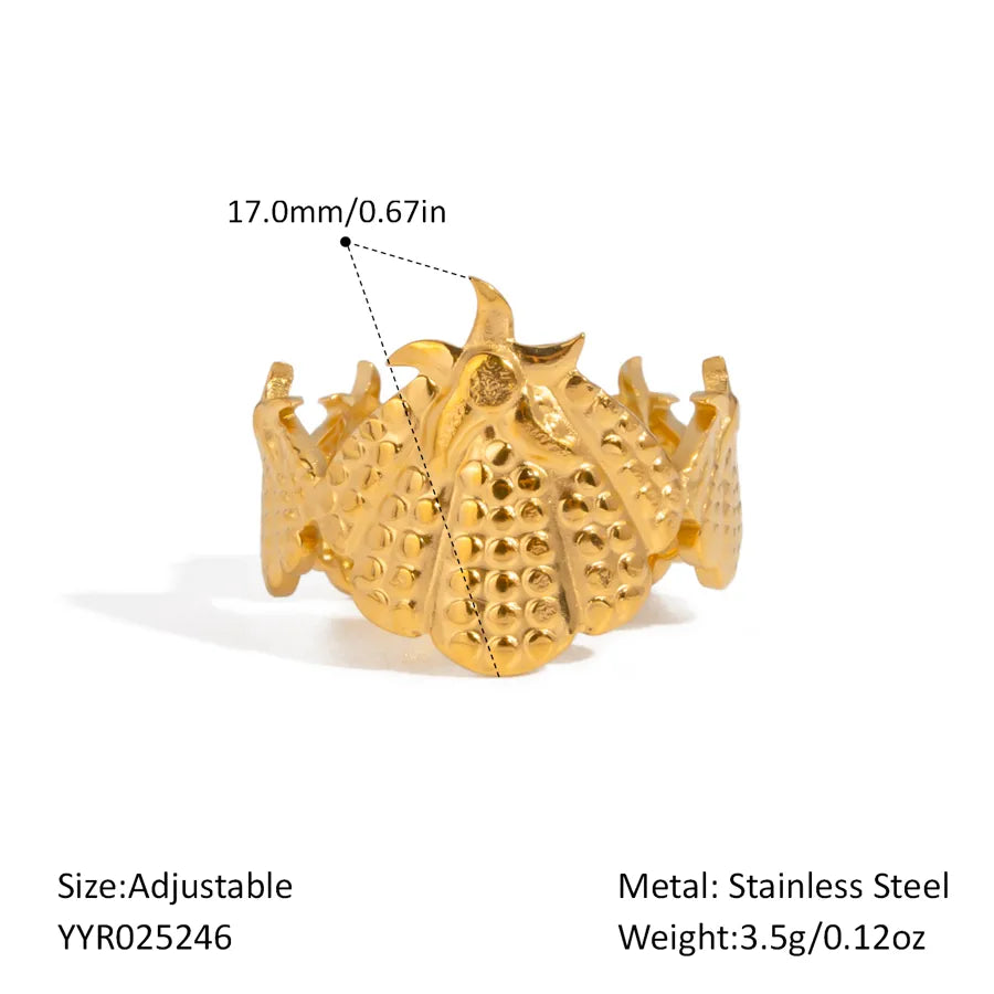 Wholesale Jewelry Elegant Hawaiian Beach Starfish Shell 304 Stainless Steel 18K Gold Plated Polishing Plating Open Rings