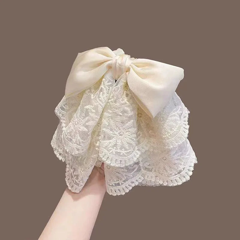Elegant Lace Butterfly Knot Hair Clip Women's Fashionable Shark Clamp Hair Accessories Fairy Style Hairpins Headwear