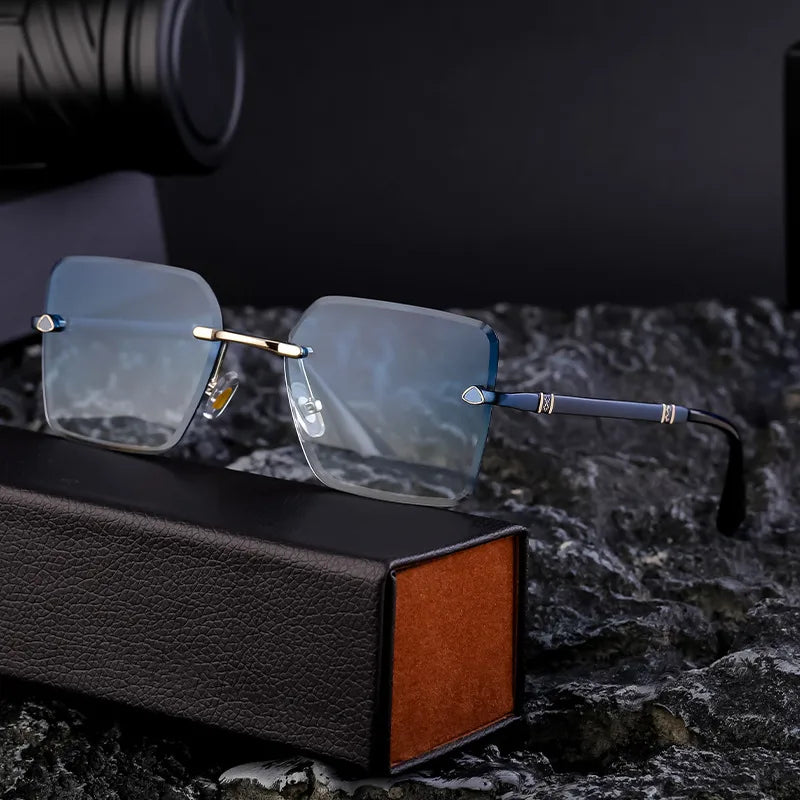 Simple Style Solid Color Pc Gradient Tinted Lenses Square Frameless Men's Sunglasses