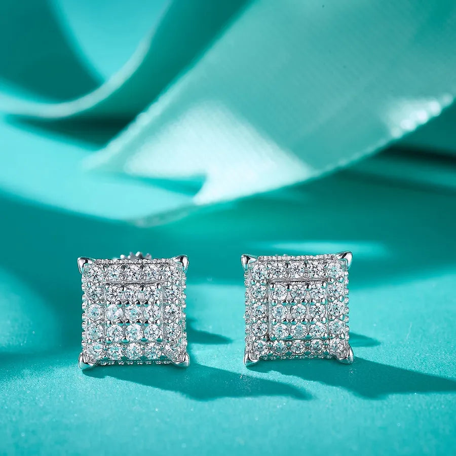 925 Sterling Silver Ear Studs Square Ear Studs