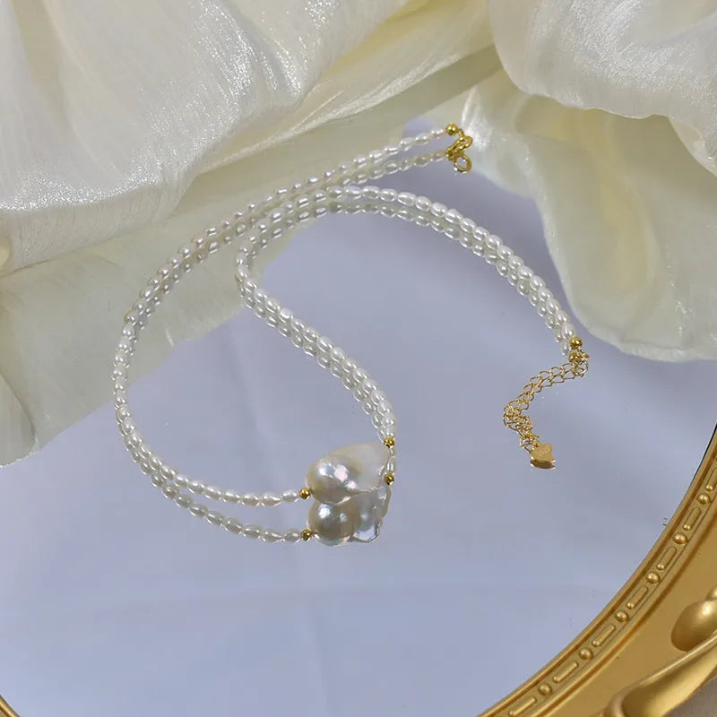 Original Design Natural Freshwater Mermaid Tail Pearl Necklace Women's Baroque Irregular Shape Bestselling Choker Necklace