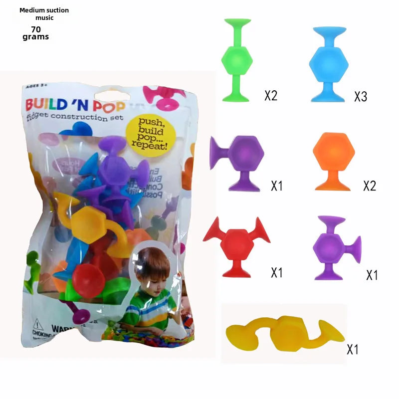 Hot Suction Cup Soft Building Blocks Suction Music Sticky Music Children's Educational DIY Variety Matching Building Blocks Toy