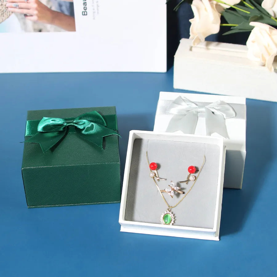 1 Piece Paper Simple Style Daily Solid Color Bow Knot Jewelry Boxes
